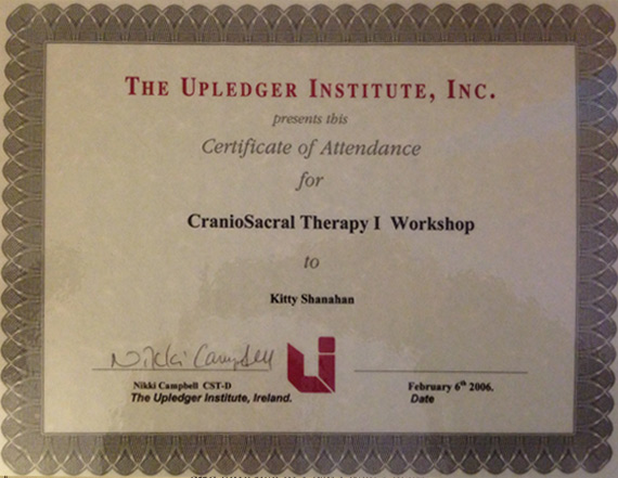 The Upledger Institue, Inc. Certificate of Attendance for CranioSacral Therapy The Upledger Institue, Inc. Certificate of Attendance for CranioSacral Therapy